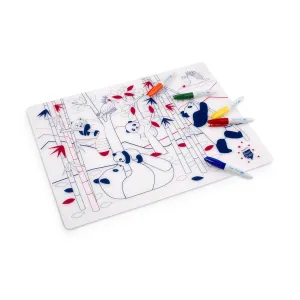 Coloring PlaceMat + 5 Erasable Markers - Panda