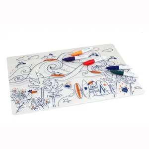 Coloring PlaceMat + 5 Erasable Markers - Surf