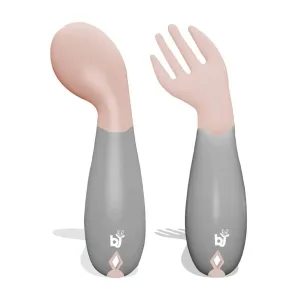 BABYJEM PINK PLASTIC ANGLED FORK&SPOON SET