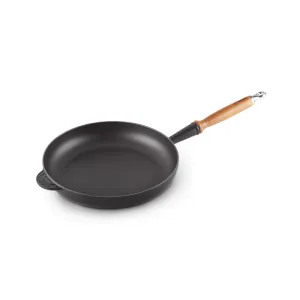 Le Creuset Evo Frying Pan Wooden Handle 28Cm (Black)