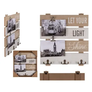 Out Of The Blue Wooden Photo Frame 30 x 33 cm, "Let Your Light Shine" W/2 Magnet Clips (10x15cm photo) & 3 Hooks  #94/2692.