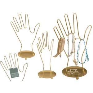 Out Of The Blue Golden metal jewellery holder, Hand, ca. 16 x 10x 26,5 cm #144418 Gold. 