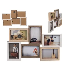 Out Of The Blue Wooden Photo Frame Nature Style 50 X 32 Cm For 4 Photos 15 X 10 Cm&2 Photos 10 X 15 Cm#94/2689.