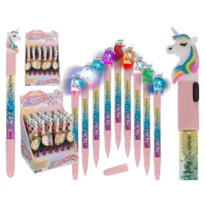 Out Of The Blue Pen With Glitter & Color Changing Light Unicorn 15 Cm Plastic Ink color: blue #29/2803.