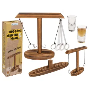 Out Of The Blue Wooden Ring Toss Drinking Game, with 2 shot glasses (2 x 45 ml), 25 cm #79/3915.