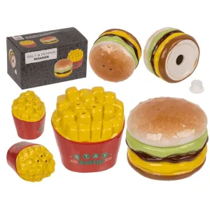 Out Of The Blue Salt & Pepper Shaker, Burger & Fries Shape  5,5 x 5,5 x 4,5 cm, set of 2 pcs #71/3357 in color box 