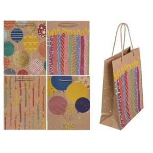 Out Of The Blue Paper Gift Bag With Balloons & Candles Design 18 X 8 X 23Cm #180797.