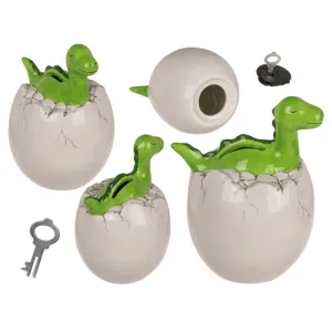 Out Of The Blue Saving Bank With Lock Dino Out Of Egg Ceramic 15 X 11 Cm#719228.