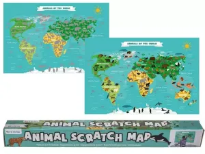 Out Of The Blue Scratching World Map Poster World Map Animals 88X52 Cm #29/2898.