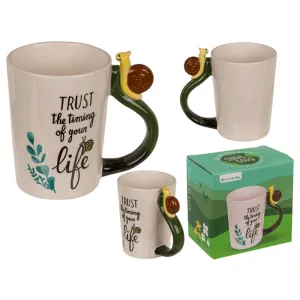 Out Of The Blue Stoneware Mug Snail "Trust The Timing Of Your Life" 11 X 8.5 Cm 300 Ml #78/8408 In Gift Box