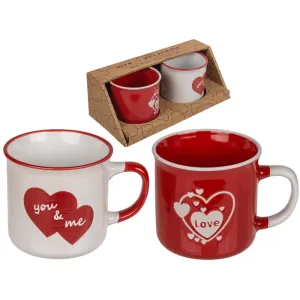 Out Of The Blue Mug "Love" & "You & Me" #101980 Red And White