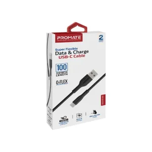 Promate Super Flexible Data & Charge Usb-C Cable 1.0M #Xcord-Ac Black 