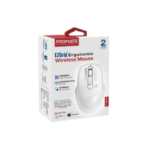 Promate Ergonomic Wireless Mouse  Ezgrip #Uniglide White