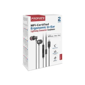 Promate Ergonomic In-Ear Earphones Lightning Connector  #Vibe-Lt Black