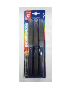 Inox Bonomi BLS 6 PCS TABLE KNIFE CM. 11 BLACK Italian Knives