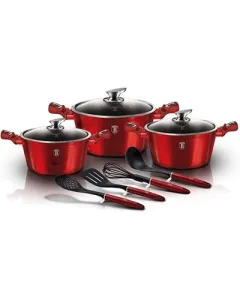 10 pcs cookware set, Burgundy Metallic Line