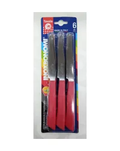 Inox Bonomi BLS 6 PCS TABLE KNIFE CM. 11 RED Italian Knives