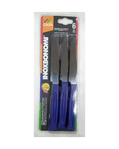 Inox Bonomi SERIE CASA BIV 6 TABLE KNIFE CM. 11 BLUE Italian Knives