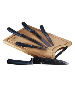 Berlinger Haus 6 pcs knife set with bamboo cutting board, Metallic Line Aquamarine edition