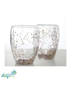 Luciano 350ml High Borosilicate / Isotherm / Double Wall Confetti Glass 2PC Set