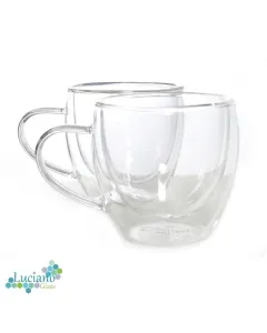 Luciano 300ml High Borosilicate / Isotherm / Double Wall Zicco Glass with Handles 2PC Cup in Gift Box Set