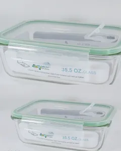 Luciano High Borosilicate Rectangular Glass Food Container with Vent Lid 1040ml