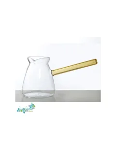 Luciano 650ml Borosilicate Yellow Handle Glass Coffee Warmer / Pot / Kettle / Turkish Kettle / Green Kettle / Milk Pot in Gift Box