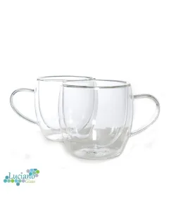 Luciano 90ml High Borosilicate / Isotherm / Double Wall Zicco Espresso Glass 2PC Cup in Gift Box