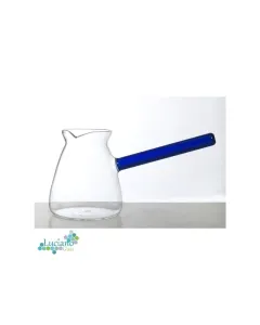 Luciano 650ml Borosilicate Blue Handle Glass Coffee Warmer / Pot / Kettle / Turkish Kettle / Green Kettle / Milk Pot in Gift Box
