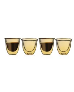 Luciano 4Pcs Set 70Ml Gold Borosilicate Double Wall Cawa Cups set of 4