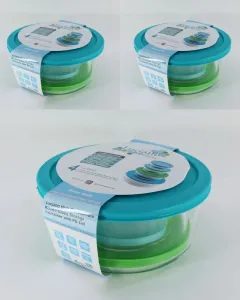 Luciano High Borosilicate Round Glass Storage Container with PE Lid 4 PC Set (230ml, 450ml, 950ml and 1650ml)