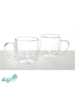 Luciano 250ml High Borosilicate / Isotherm / Double Wall Zicco Glass with Handles 2PC Cup in Gift Box Set