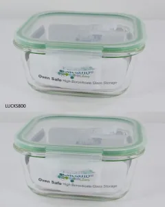 Luciano High Borosilicate Square Glass Food Container with Vent Lid 800ml