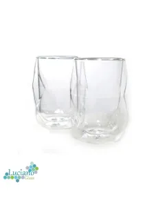 Luciano 250Ml High Borosilicate / Isotherm / Double Wall Geometrical Glass Cup Set of 2