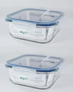 Luciano High Borosilicate Square Glass Food Container with Vent Lid 1200ml