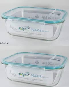 Luciano High Borosilicate Rectangular Glass Food Container with Vent Lid 2260ml