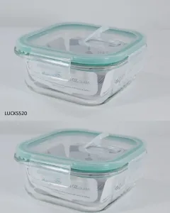 Luciano High Borosilicate Square Glass Food Container with Vent Lid 520ml