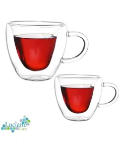 Luciano 250ml High Borosilicate Double Wall Heart Glass Cups 2 PC Cup in Gift Box