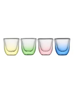Luciano 4Pcs High Borosilicate Double Wall Cawa Color Set 70Ml