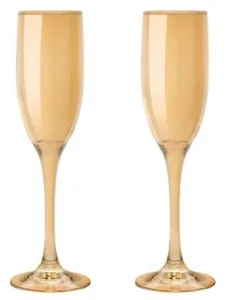 Luciano 190Ml Cristal Cups 2Pcs Set  Gold Color