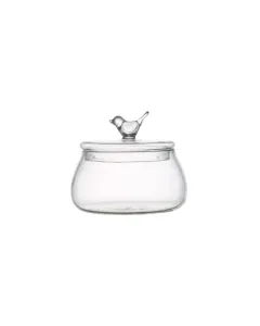 Luciano High Borosilicate 500ml Glass Sugar or Candy Pot with Bird Lid