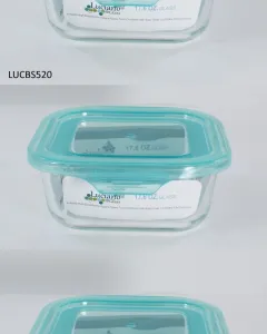 Luciano High Borosilicate Square Glass Food Container with easy snap lid 800ml 15x15x6.2cm