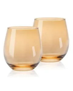 Luciano 350Ml Cristal Cups 2Pcs Set  Gold Color