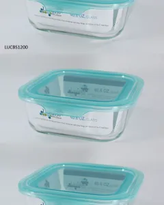 Luciano High Borosilicate Square Glass Food Container with easy snap lid 1200ml 17.5x17.5x6.5cm