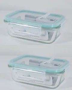 Luciano High Borosilicate Rectangular Glass Food Container with Vent Lid 370ml