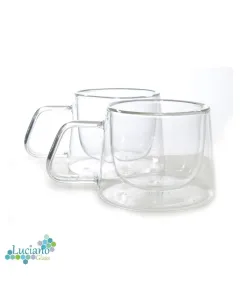 Luciano 200ml High Borosilicate / Isotherm / Double Wall Marvel Glass with Handles 2PC Cup in Gift Box