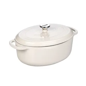LODGE 7 Quart Oval Oyster Enameled Cast Iron Dutch Oven 