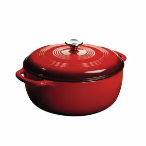 LODGE 7.38Lt Red Enameled Cast Iron Dutch Oven 