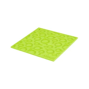 Lodge  7 Inch Square Green Silicone Trivet With Skillet Pattern 
