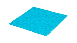 Lodge  7 Inch Square Turquoise Silicone Trivet With Skillet Pattern 